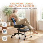 Ergonomic Cross Legged Office Chair, 360 Swivel Meditation Chair, Adjustable Height Kneeling Desk Chairs, for Home