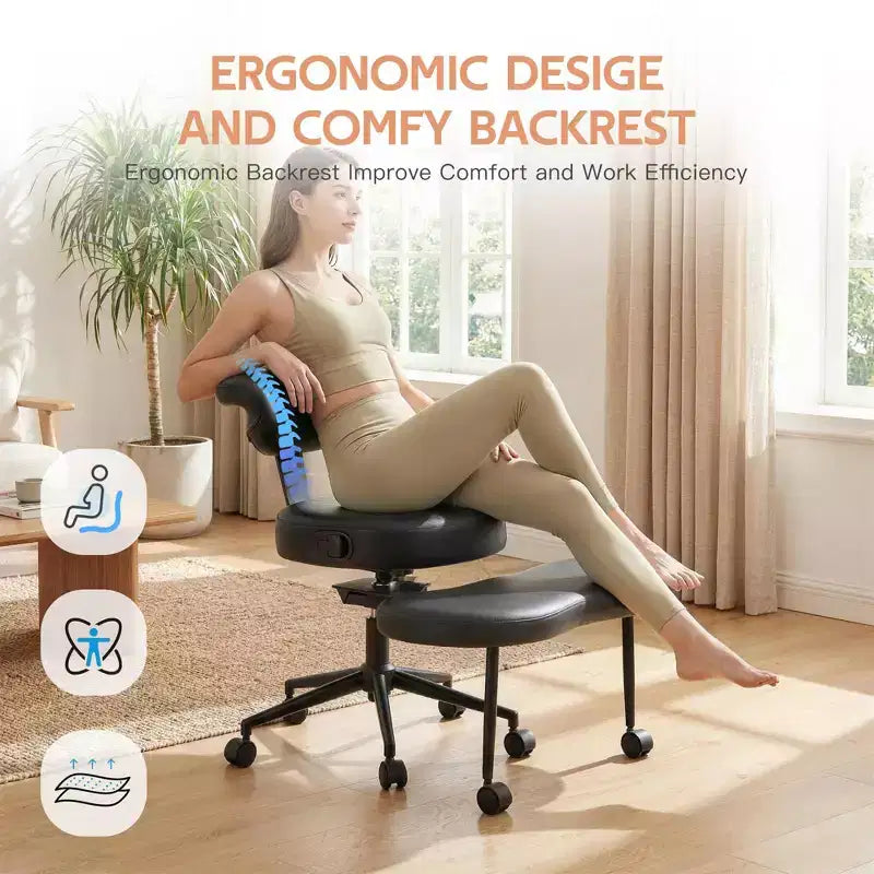 Ergonomic Cross Legged Office Chair, 360 Swivel Meditation Chair, Adjustable Height Kneeling Desk Chairs, for Home