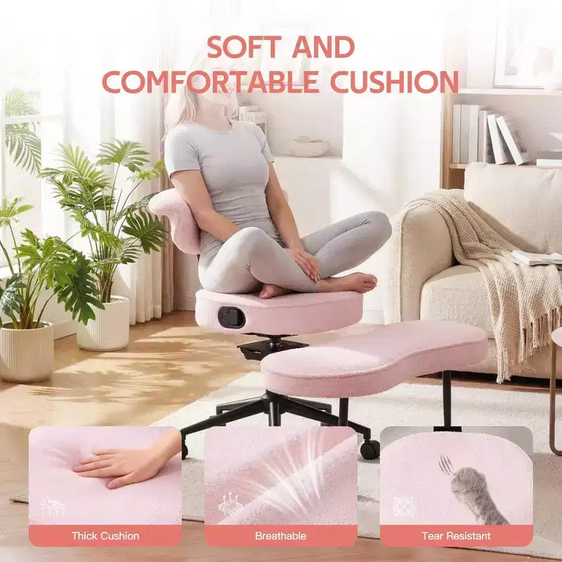 Ergonomic Cross Legged Office Chair, 360 Swivel Meditation Chair, Adjustable Height Kneeling Desk Chairs, for Home