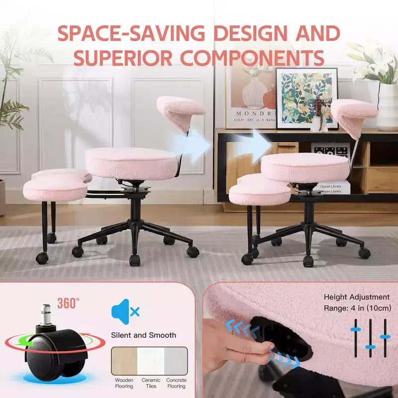 Ergonomic Cross Legged Office Chair, 360 Swivel Meditation Chair, Adjustable Height Kneeling Desk Chairs, for Home