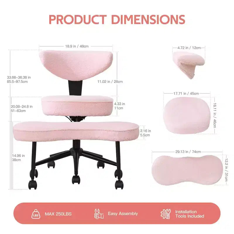 Ergonomic Cross Legged Office Chair, 360 Swivel Meditation Chair, Adjustable Height Kneeling Desk Chairs, for Home