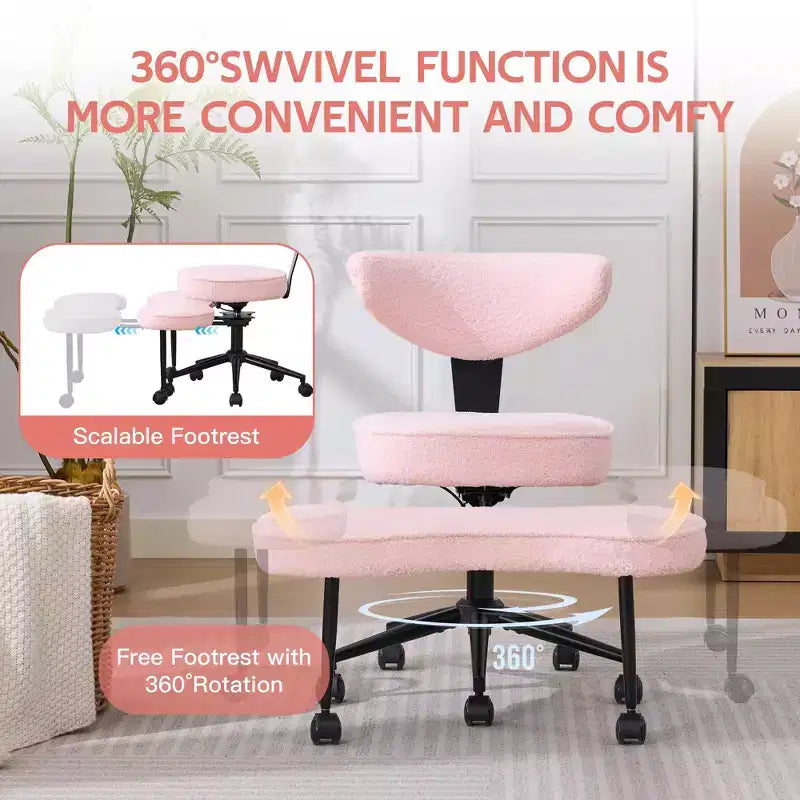 Ergonomic Cross Legged Office Chair, 360 Swivel Meditation Chair, Adjustable Height Kneeling Desk Chairs, for Home