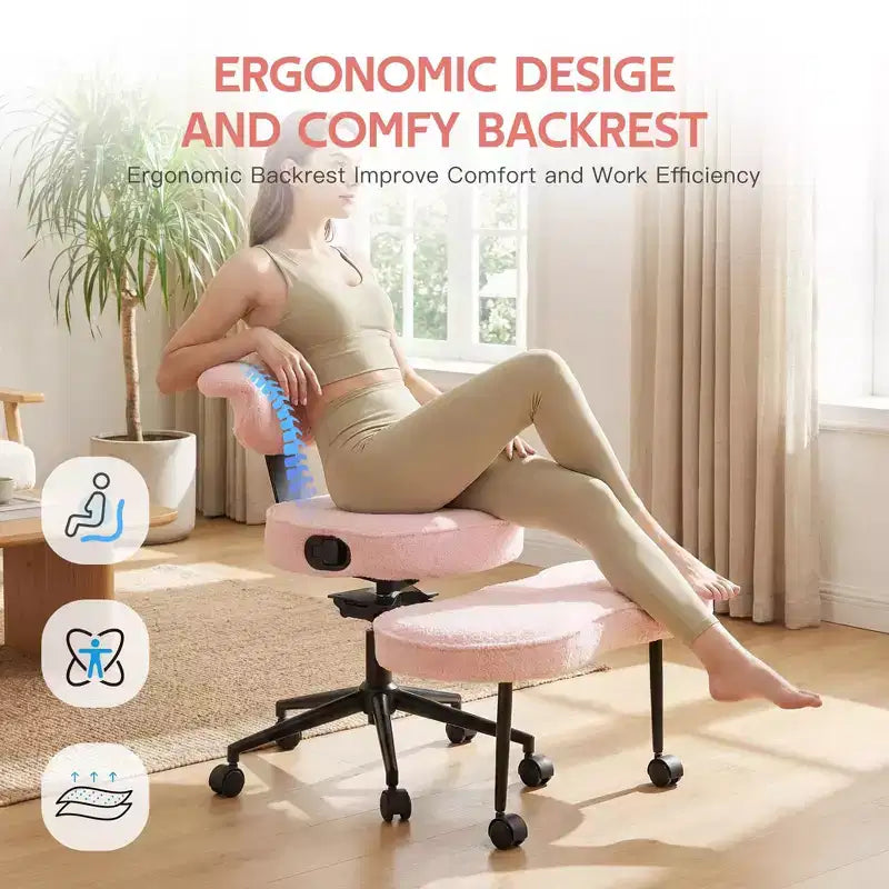 Ergonomic Cross Legged Office Chair, 360 Swivel Meditation Chair, Adjustable Height Kneeling Desk Chairs, for Home