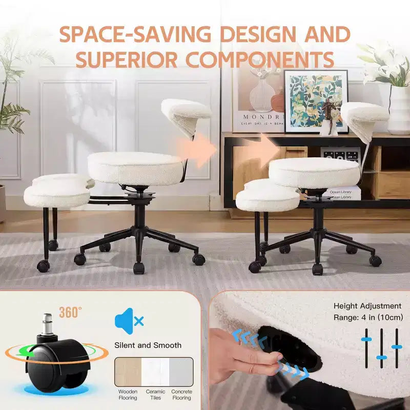 Ergonomic Cross Legged Office Chair, 360 Swivel Meditation Chair, Adjustable Height Kneeling Desk Chairs, for Home
