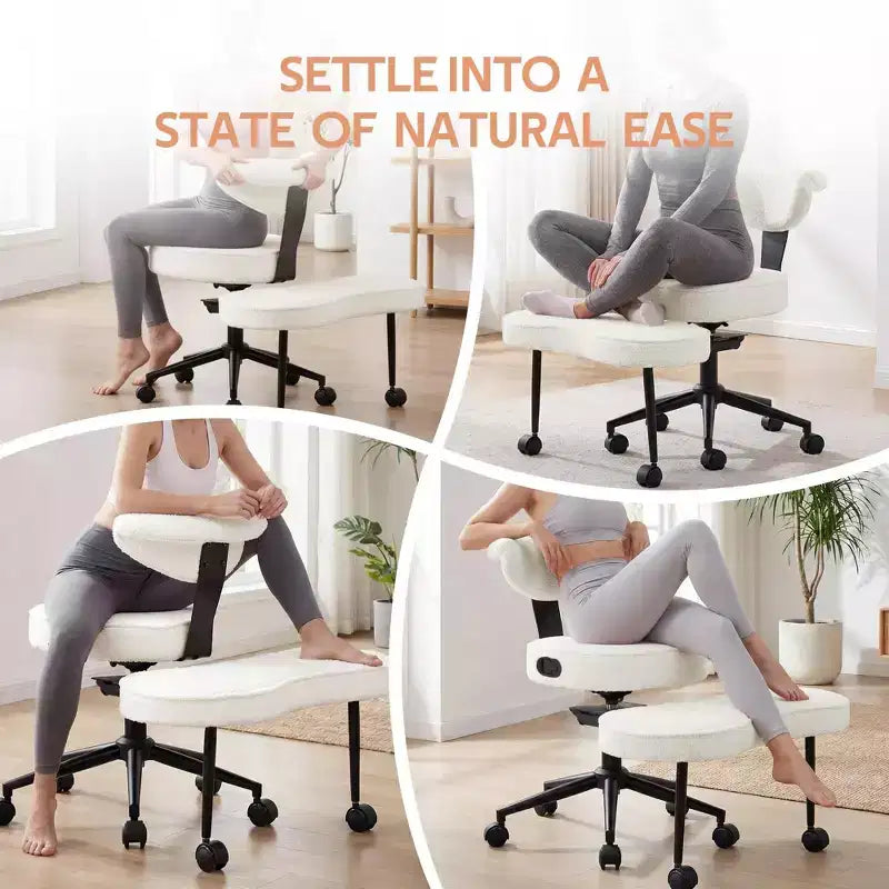 Ergonomic Cross Legged Office Chair, 360 Swivel Meditation Chair, Adjustable Height Kneeling Desk Chairs, for Home