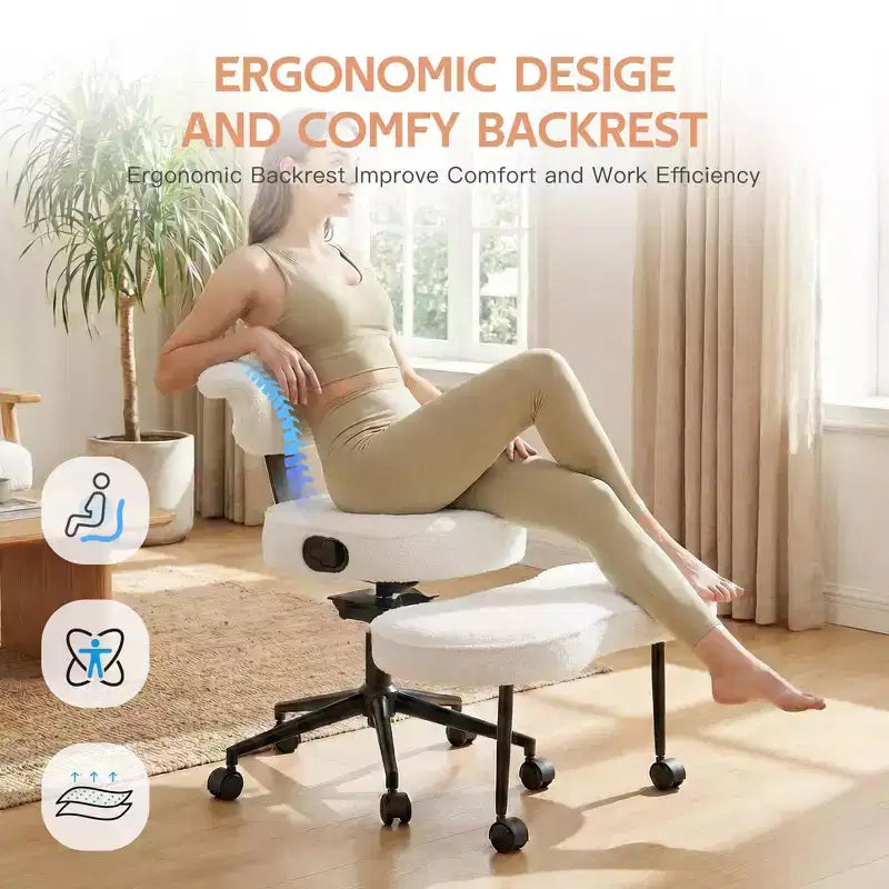 Ergonomic Cross Legged Office Chair, 360 Swivel Meditation Chair, Adjustable Height Kneeling Desk Chairs, for Home