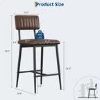 Counter Height Chairs with Backrest, Footrest & Thick Cushion, Upholstered Seat, Reinforced Metal Legs for Kitchen Island, Bar