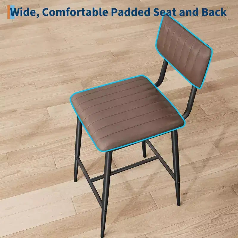 Counter Height Chairs with Backrest, Footrest & Thick Cushion, Upholstered Seat, Reinforced Metal Legs for Kitchen Island, Bar