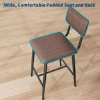 Counter Height Chairs with Backrest, Footrest & Thick Cushion, Upholstered Seat, Reinforced Metal Legs for Kitchen Island, Bar