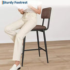 Counter Height Chairs with Backrest, Footrest & Thick Cushion, Upholstered Seat, Reinforced Metal Legs for Kitchen Island, Bar