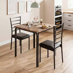 Dining Tables for 2, Kitchen Table and Chairs, Square Dining Table with 2 Metal and Wood Chairs, for Small Spaces, Apartment