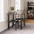 Dining Tables for 2, Kitchen Table and Chairs, Square Dining Table with 2 Metal and Wood Chairs, for Small Spaces, Apartment
