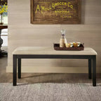 Kensington Black Wood Dining Bench - Black/Beige - iNSPIRE Q