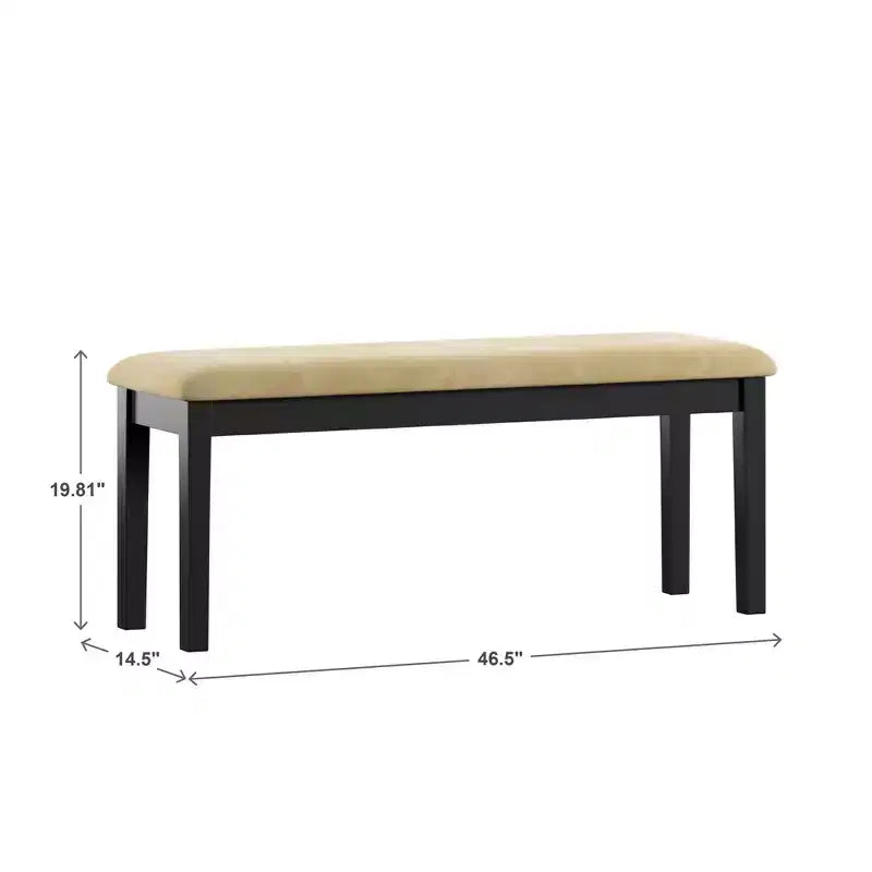 Kensington Black Wood Dining Bench - Black/Beige - iNSPIRE Q