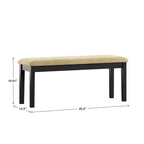 Kensington Black Wood Dining Bench - Black/Beige - iNSPIRE Q