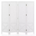 Costway 4-Panel Pegboard Display Stand, 4.7 FT Folding Room Divider, Freestanding Screen White/Natural