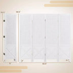 Costway 4-Panel Pegboard Display Stand, 4.7 FT Folding Room Divider, Freestanding Screen White/Natural