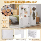 Costway 4-Panel Pegboard Display Stand, 4.7 FT Folding Room Divider, Freestanding Screen White/Natural