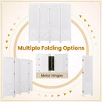 Costway 4-Panel Pegboard Display Stand, 4.7 FT Folding Room Divider, Freestanding Screen White/Natural
