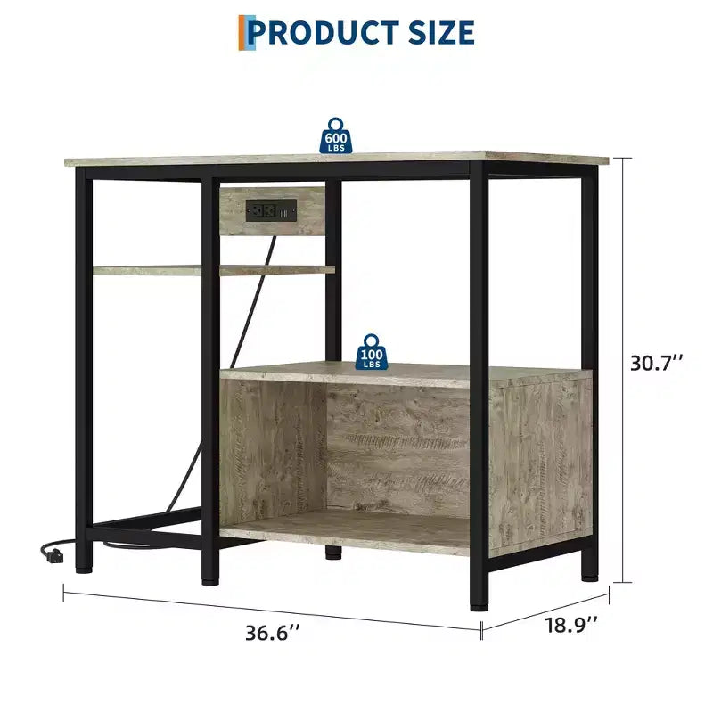 Heavy Duty 40-50 Gallon Aquarium Stand with Power Outlets, Metal & Wood Fish Tank Stand with 4-Tier Open Shelves, for Turtle & Reptile Terrarium