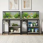 Heavy Duty 40-50 Gallon Aquarium Stand with Power Outlets, Metal & Wood Fish Tank Stand with 4-Tier Open Shelves, for Turtle & Reptile Terrarium