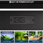 Heavy Duty 40-50 Gallon Aquarium Stand with Power Outlets, Metal & Wood Fish Tank Stand with 4-Tier Open Shelves, for Turtle & Reptile Terrarium