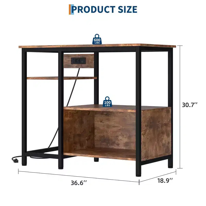 Heavy Duty 40-50 Gallon Aquarium Stand with Power Outlets, Metal & Wood Fish Tank Stand with 4-Tier Open Shelves, for Turtle & Reptile Terrarium