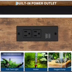 Heavy Duty 40-50 Gallon Aquarium Stand with Power Outlets, Metal & Wood Fish Tank Stand with 4-Tier Open Shelves, for Turtle & Reptile Terrarium