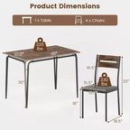 Costway 5 PCS Dining Table Set, Kitchen Table & 4 Armless Chairs with Upholstered Seat