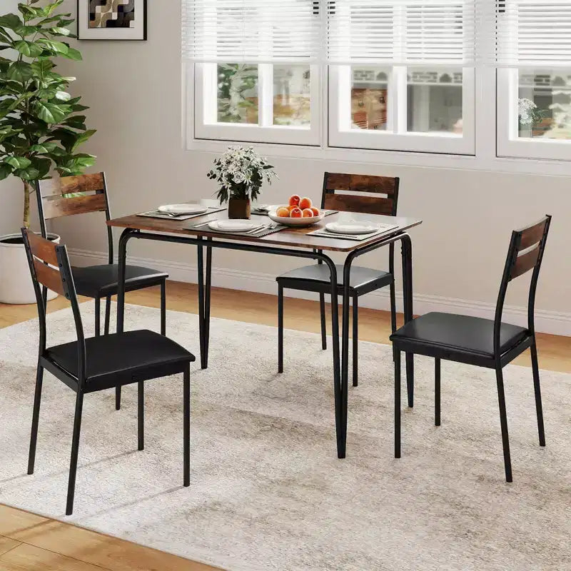 Costway 5 PCS Dining Table Set, Kitchen Table & 4 Armless Chairs with Upholstered Seat
