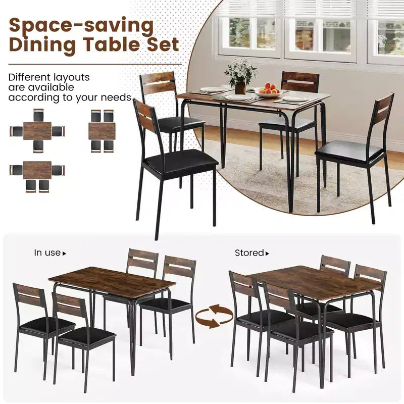 Costway 5 PCS Dining Table Set, Kitchen Table & 4 Armless Chairs with Upholstered Seat
