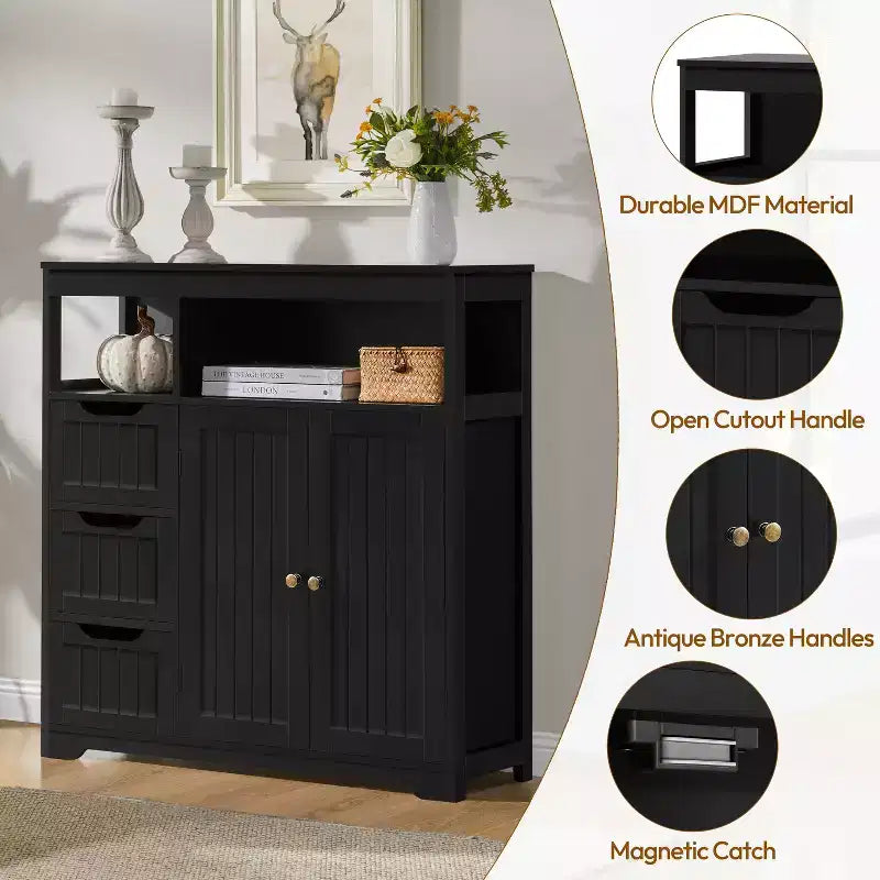 Yaheetech Freestanding Wooden Bathroom Floor Cabinet for Bedroom Bathroom Living Room