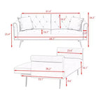 GDFStudio Ubon Modern 70 Wooden Velvet Upholstered Sofa Bed with Nail Head Trim and Throw Pillow