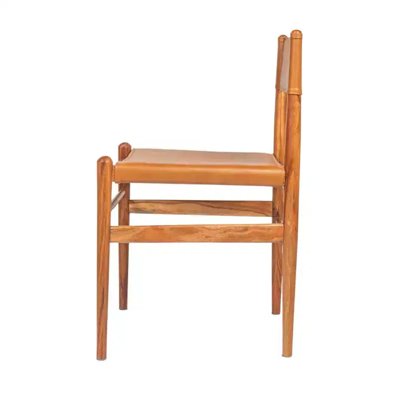 Storied Home Solid Wood and Leather Dining Chair, Set of 2