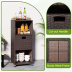 Costway Outdoor Storage Cabinet with Storage Shelves & Removable Drawer for Porch Mix Brown/Black/Gray
