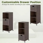 Costway Outdoor Storage Cabinet with Storage Shelves & Removable Drawer for Porch Mix Brown/Black/Gray