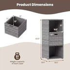 Costway Outdoor Storage Cabinet with Storage Shelves & Removable Drawer for Porch Mix Brown/Black/Gray