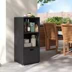 Costway Outdoor Storage Cabinet with Storage Shelves & Removable Drawer for Porch Mix Brown/Black/Gray