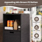 Costway Outdoor Storage Cabinet with Storage Shelves & Removable Drawer for Porch Mix Brown/Black/Gray