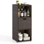 Costway Outdoor Storage Cabinet with Storage Shelves & Removable Drawer for Porch Mix Brown/Black/Gray