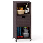 Costway Outdoor Storage Cabinet with Storage Shelves & Removable Drawer for Porch Mix Brown/Black/Gray
