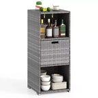 Costway Outdoor Storage Cabinet with Storage Shelves & Removable Drawer for Porch Mix Brown/Black/Gray