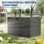 120 Gallon Waterproof Lockable Resin Outdoor Storage Box, Weatherproof Rattan Style with Side Handles, for Patio Furniture, Garden Tools