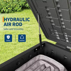 120 Gallon Waterproof Lockable Resin Outdoor Storage Box, Weatherproof Rattan Style with Side Handles, for Patio Furniture, Garden Tools