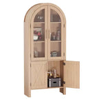 60-inch high arched kitchen cabinet with adjustable shelves and 4 large drawers, a multi-functional kitchen storage cabinet.