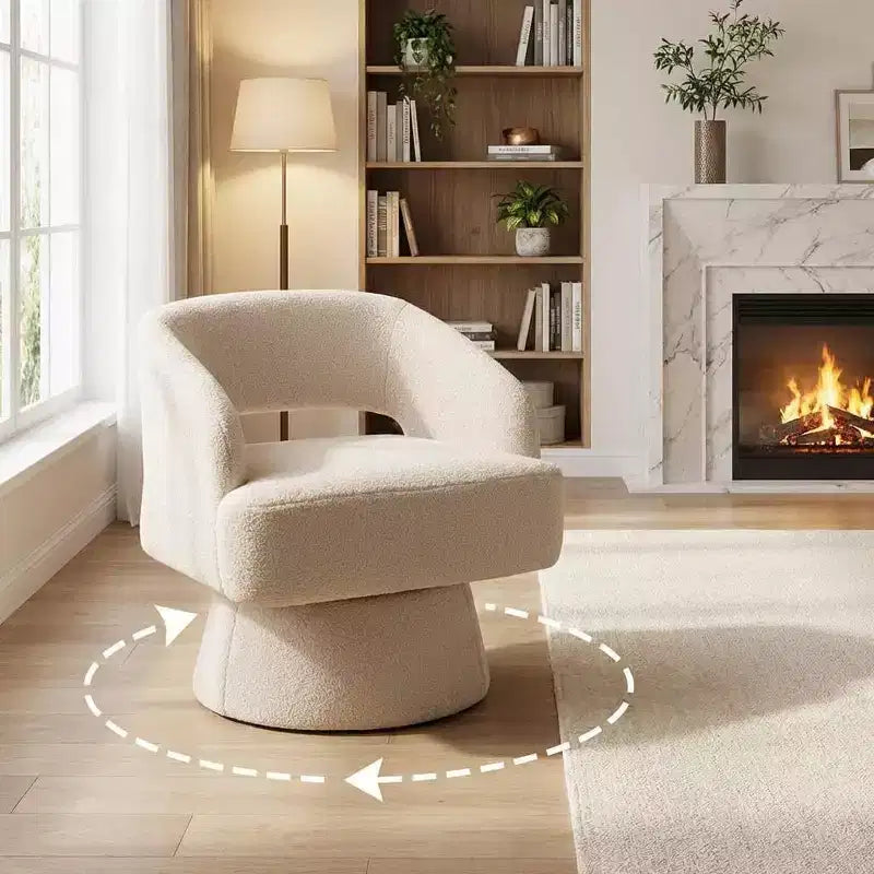 DobleePy Velvet Swivel Accent Chair with Open Back & Tapered Base, 360 Rotating Upholstered Armchair for Living Room, Lounge Chair