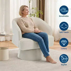 DobleePy Velvet Swivel Accent Chair with Open Back & Tapered Base, 360 Rotating Upholstered Armchair for Living Room, Lounge Chair