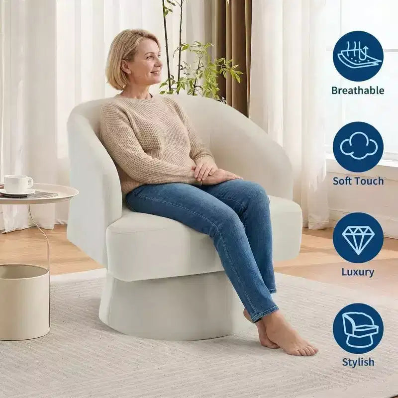 DobleePy Velvet Swivel Accent Chair with Open Back & Tapered Base, 360 Rotating Upholstered Armchair for Living Room, Lounge Chair