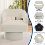 DobleePy Velvet Swivel Accent Chair with Open Back & Tapered Base, 360 Rotating Upholstered Armchair for Living Room, Lounge Chair