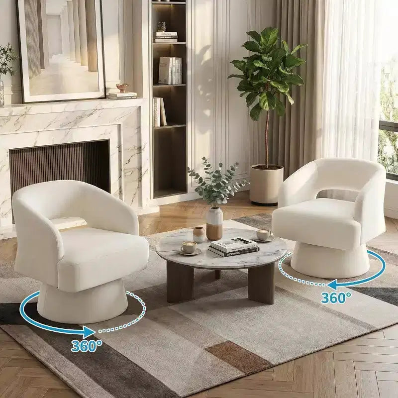 DobleePy Velvet Swivel Accent Chair with Open Back & Tapered Base, 360 Rotating Upholstered Armchair for Living Room, Lounge Chair